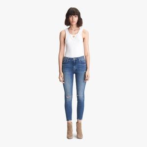 MOTHER High Waisted Looker Ankle Fray Jeans